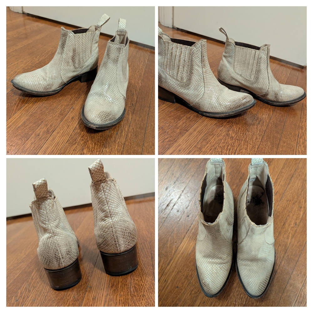 Women's Cream Western Cowboy Ankle Boots